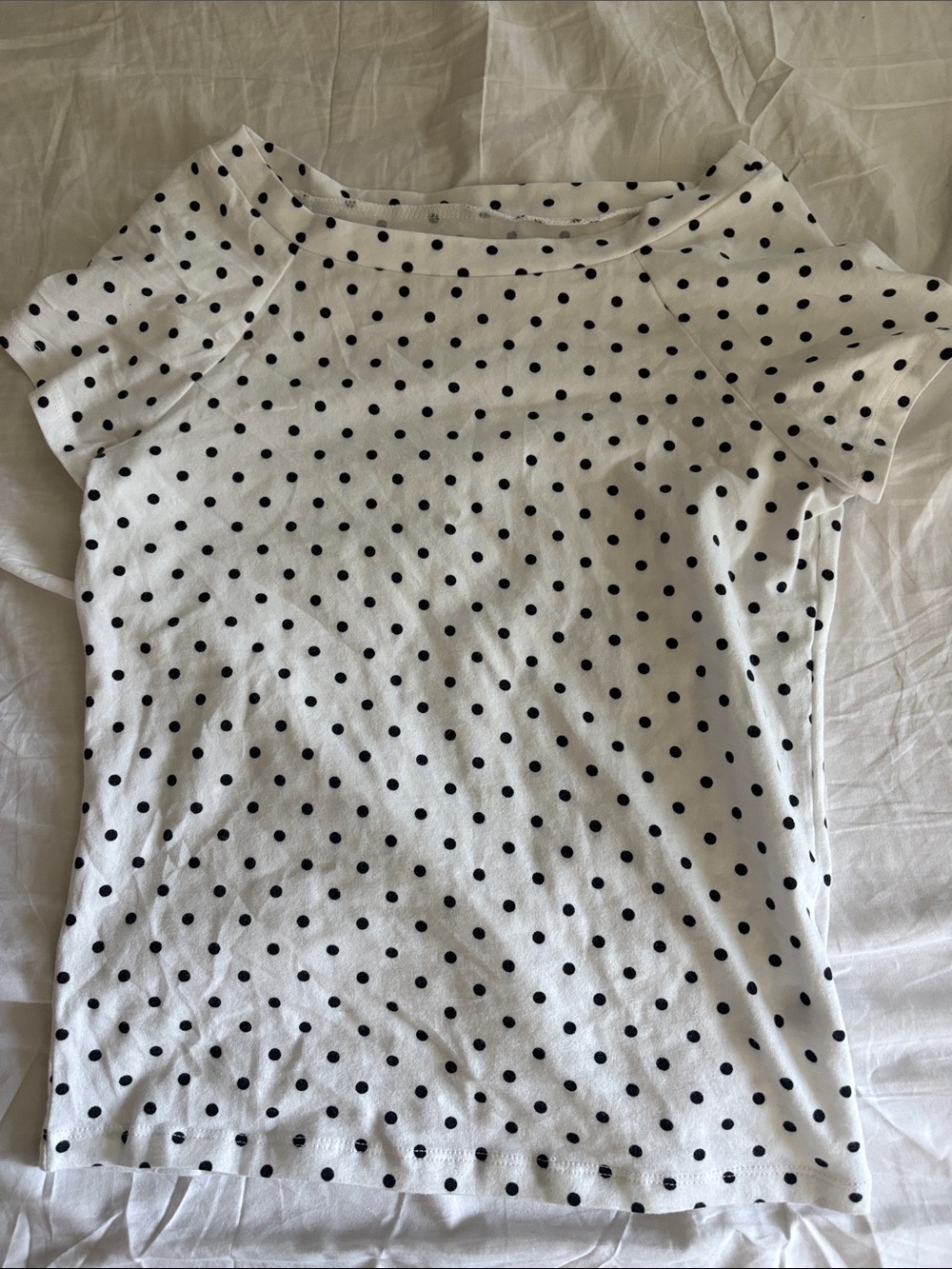 wild fable White Short Sleeve Tee with Black Polka Dots